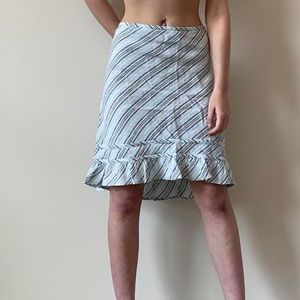 Striped Ruffle Trim Midi Skirt